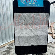 Набір килимків в ванну кімнату Relana (50х80 см + 50х40 см) Black Silver Abstract