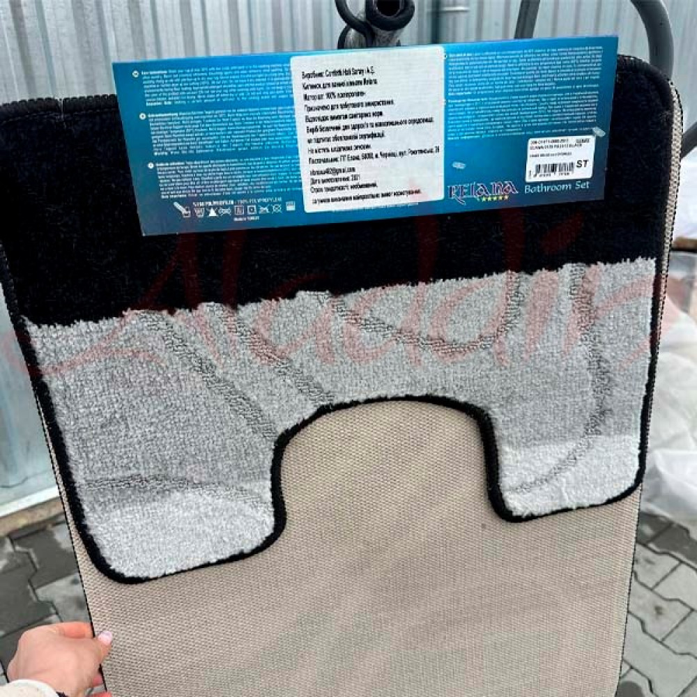 Набір килимків в ванну кімнату Relana (50х80 см + 50х40 см) Black Silver Abstract