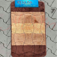 Набір килимків в ванну кімнату Relana (50х80 см + 50х40 см) Brown Beige Squares