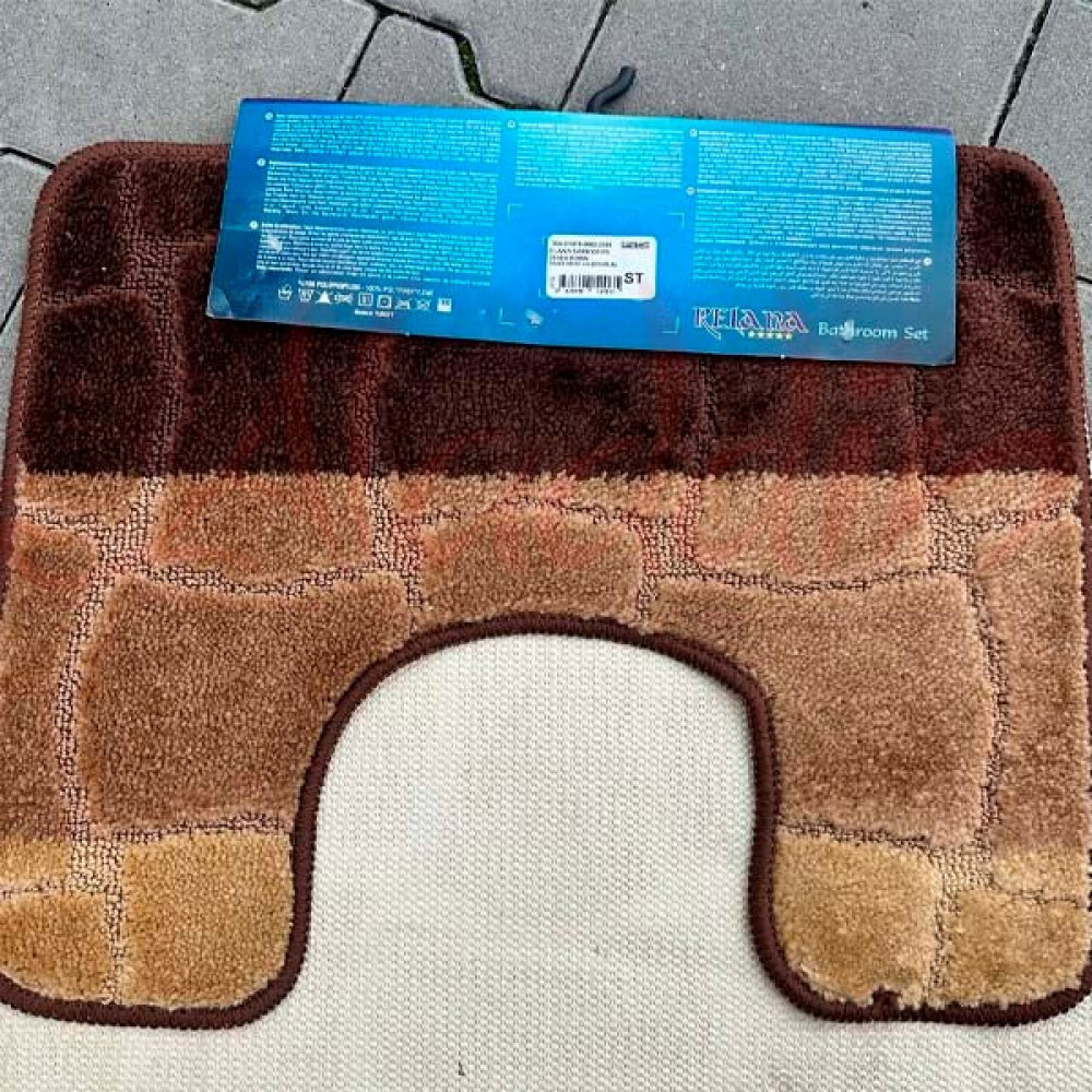 Набір килимків в ванну кімнату Relana (50х80 см + 50х40 см) Brown Beige Squares