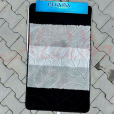 Набір килимків в ванну кімнату Relana (60х100 см + 50х60 см) Black Silver Floral