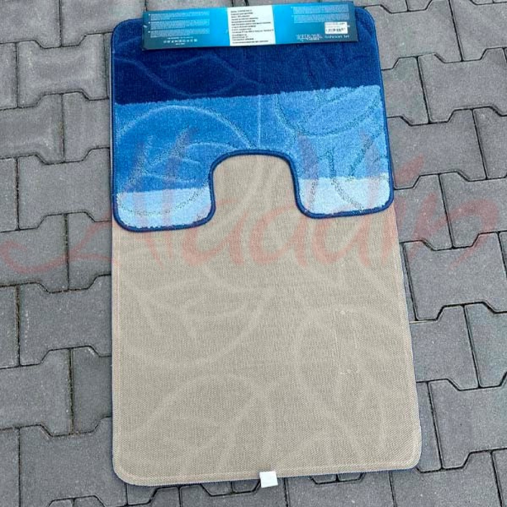Набір килимків в ванну кімнату Relana (60х100 см + 50х60 см) Blue Floral Stripes