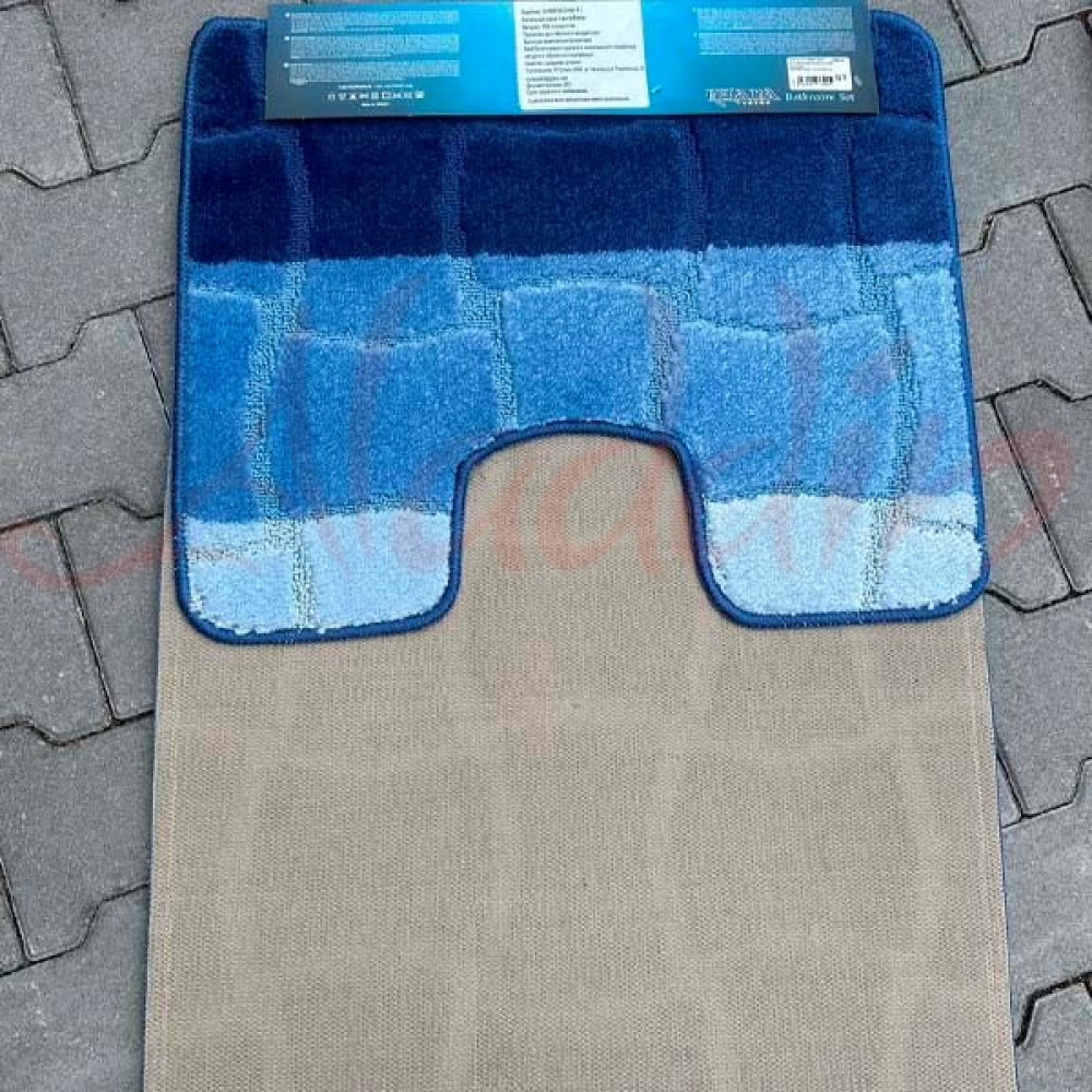 Набір килимків в ванну кімнату Relana (60х100 см + 50х60 см) Blue Squares