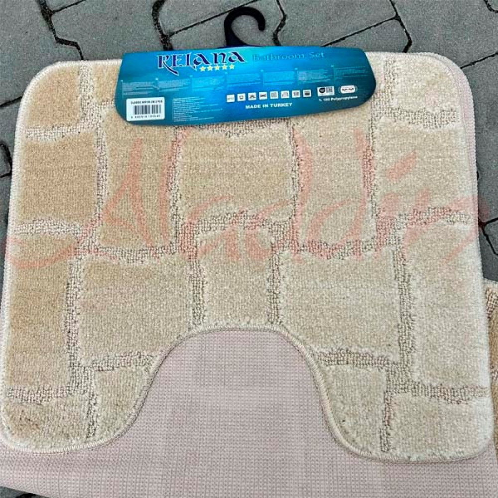 Набір килимків в ванну кімнату Relana (60х100 см + 50х60 см) Cream Squares