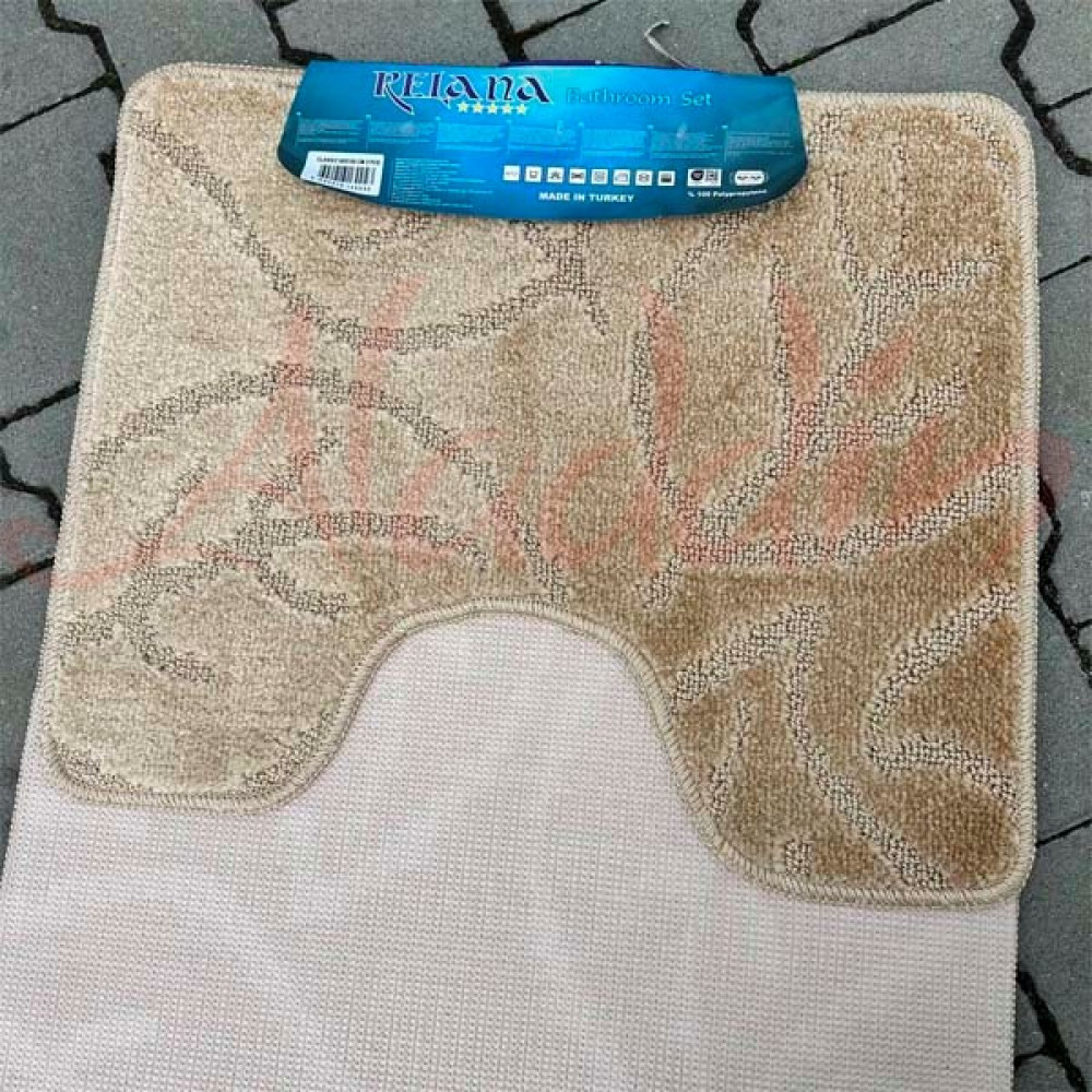 Набір килимків в ванну кімнату Relana (60х100 см + 50х60 см) Sand Beige Floral