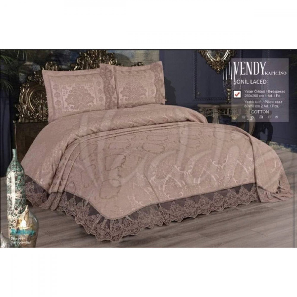 Жакардовий плед з мереживом ТМ Vendy (650 гр/м2)